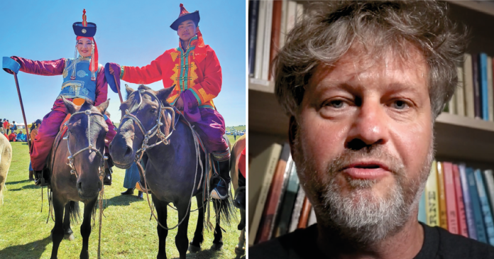Na snímke vľavo príslušníci etnika Catánov z mongolskej tajgy, ktorí patria medzi posledných jazdcov na soboch v severnom Mongolsku. Vpravo slovenský cestovateľ a dobrodruh Jozef Terem, ktorý o svojich zážitkoch rozprával v komunitnom priestore ŽI:VA v Bánovciach nad Bebravou.